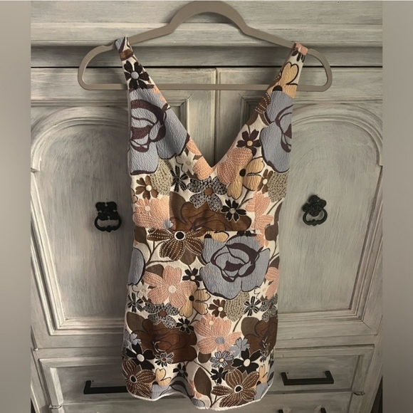 Zara Trafaluc Floral Jacquard Embroidered Mod Retro Cocktail Dress - Picture 2 of 2